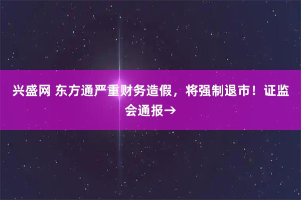 兴盛网 东方通严重财务造假，将强制退市！证监会通报→